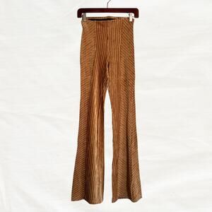 Free People Velvet Ribbed Flare Pants Women’s XS Brown High Rise Boho Retro 70s